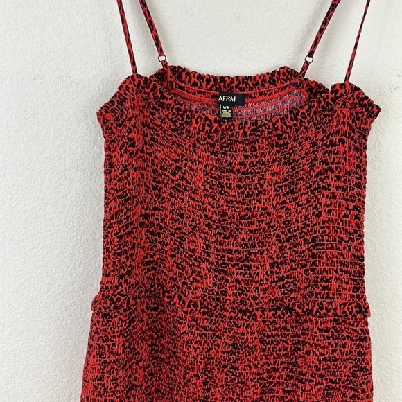 AFRM Owen Red Leopard Smocked Mini Dress - Picture 4 of 10